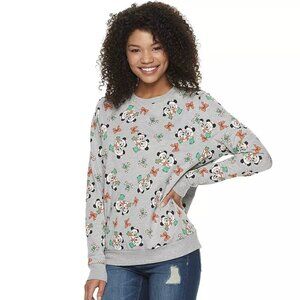 Juniors' Disney's Mickey & Minnie Mouse Santa Pullover Sweatshirt Size L